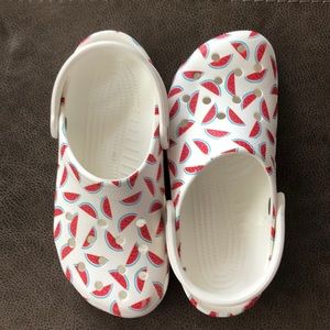 white watermelon crocs